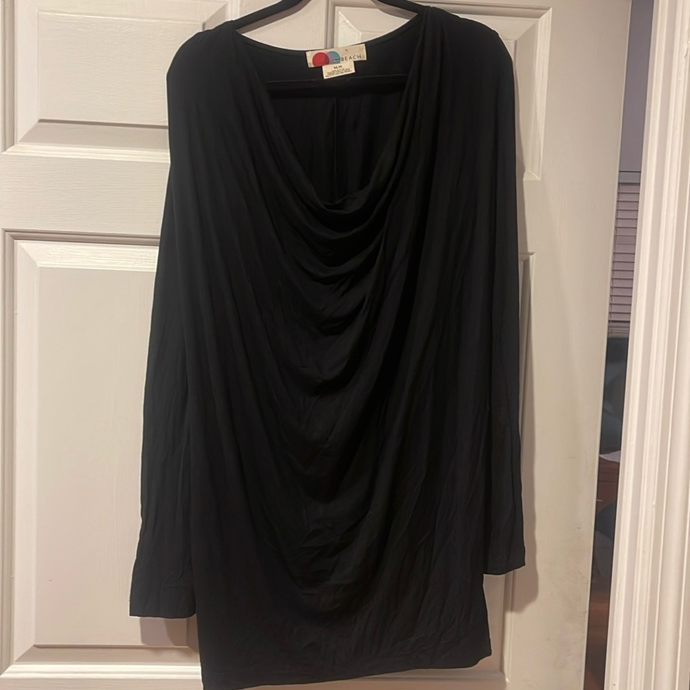Free People Beach Black Ling sleeve mini dress size M